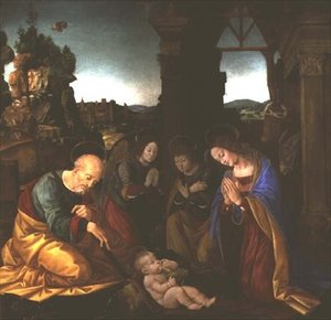 Madonna tilbedende Kristusbarnet af Lorenzo di Credi