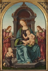 Madonna med barnet, den lille Johannes og engle af Lorenzo di Credi