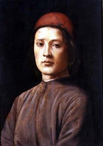 Portræt af en ung mand med en rød kasket (olie på panel) af Lorenzo di Credi