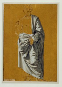 Studie af draperi til figuren af Sankt Bartholomæus ... af Lorenzo di Credi