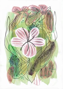 Abstrakt lyserødt blomstermotiv af Lori Ann Folz