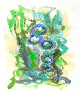 Grønne og blå blomster af Lori Ann Folz
