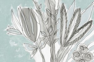 Blødt, botanisk abstrakt motiv af Lori Ann Folz