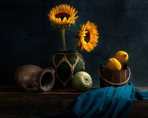 Landlige solsikker og citroner af Louie Luo