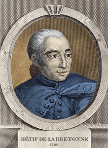 Portræt af Restif de La Bretonne (1734-1806) - af Binet, gravering