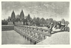 Østlig indgang til Khmer-templet i Preah Khan, Angkor, Cambodja (gravering) af Louis (after) Delaporte