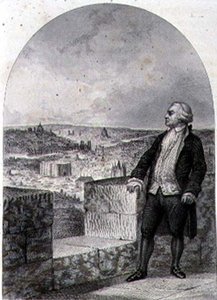 Honore Gabriel Riqueti, greve af Mirabeau (1749-91) på voldene i Paris, indgraveret af Philibert Langlois (stik) af Louis (after) Marckl