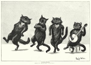 Katte danser (litho) af Louis (after) Wain