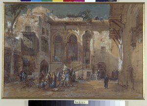 En livlig plads i Cairo, Egypten af Louis Amable Crapelet