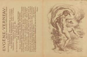 Dans nøgen og reklame for Eugène Verneaus "Dekorative tryk" [verso] af Louis Anquetin