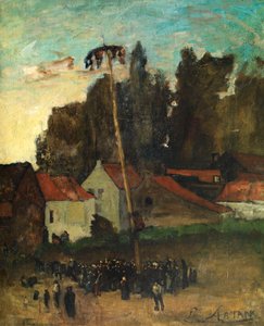 Climbing the Pole (olie på lærred) af Louis Artan de Saint-Martin
