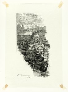 Apple Market, set fra Pont Louis-Philippe, planche syv fra Le Long de la Seine et des Boulevards af Louis Auguste Lepère
