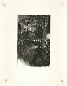 Boulevard Montmartre, aften, planche femten fra Le Long de la Seine et des Boulevards af Louis Auguste Lepère
