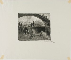 Sluse i Canal Saint-Martin af Louis Auguste Lepère