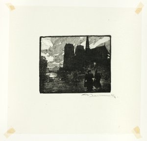 Notre-Dame, aften, planche otte fra Le Long de la Seine et des Boulevards af Louis Auguste Lepère