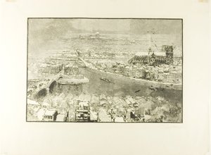 Paris under sne, set fra tårnet i Saint-Gervais