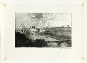 Paris, set fra Pavillon de Flore, planche 11 fra Le Long de la Seine et des Boulevards af Louis Auguste Lepère