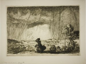 Storm på klitten af Louis Auguste Lepère