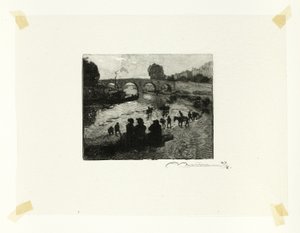 Hestedammen ved Pont Marie, planche ti fra Le Long de la Seine et des Boulevards af Louis Auguste Lepère