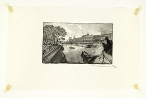 Louvre, set fra Pont-Neuf, planche 13 fra Le Long de la Seine et des Boulevards af Louis Auguste Lepère