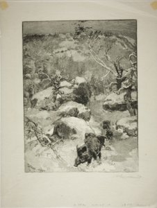Vinter: Cuvier-Châtillon-klippen af Louis Auguste Lepère
