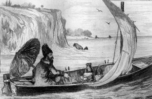 Jeg blev drevet af den nuværende indgravering efter M. de Sainsons tegning til Daniel Defoes Bog (De foe) "Robinson Crusoe"" fransk udgave af 1837.