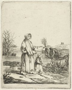 Tigger med barn ved en grøft af Louis Bernard Coclers