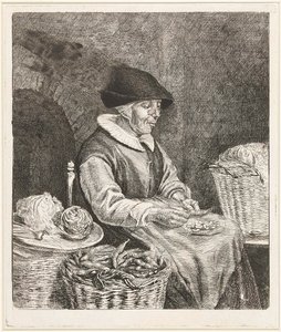 Coclers, L B, Gammel kvinde dypper bønner (1780, Rijksmuseum Amsterdam)