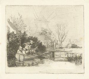 Lystfiskere ved en flod af Louis Bernard Coclers