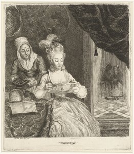 Ung kvinde læser et brev af Louis Bernard Coclers