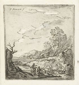 Landskab med rytter og hyrde af Louis Bernard Coclers