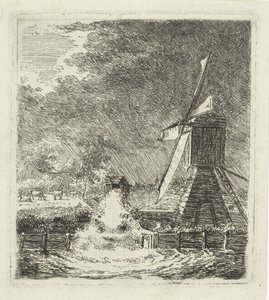 Mølle i et polderlandskab af Louis Bernard Coclers