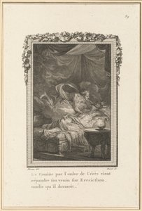 Hungersnød efter Ceres orden kommer til at sprede sin gift på Eresicthon, mens han sov af Louis Binet after Jean Michel Moreau