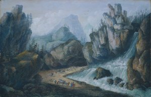 Torrent og vandfald i Alperne af Louis Bélanger