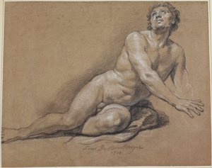 Liggende mandligt nøgenbillede af Louis Boullongne the younger