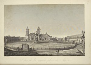 Udsigt over hovedtorvet, Mexico City, illustration fra 