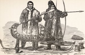 Indfødte buryater fra den buryatiske republik, Rusland, fra Fra Paris til Pekin over Sibirisk sne af Victor Meignan, graveret af Smeeton-Tilly (Burne Smeeton (fl.1840-60) og Auguste Tilly (d.1898)), publ. af Louis Breton
