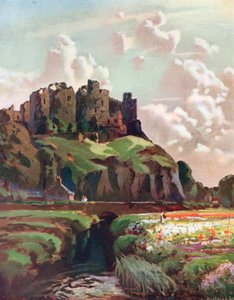 Harlech Castle, Merionethshire (farvelitografi)