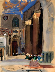 Interiør af Sultan Kalaoun-moskeen, Kairo, Egypten, 1928