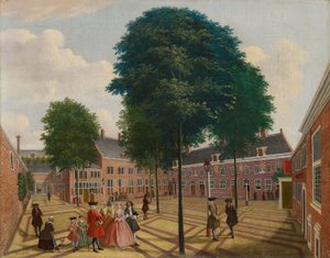 Den store gårdhave til de spedalske hjem, 1735 af Louis Chalon