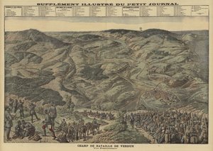 Panoramaudsigt over slagmarken ved Verdun, Frankrig, Første Verdenskrig