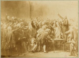 The Tennis Court Oath, 20. juni 1789 (sepia-billede) af Louis Charles Auguste (after) Couder