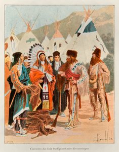 bombede Louis (1862 - 1927); Coureur des bois menneskehandlere med vilde i det 18. århundrede (fangstmand i Canada); History of New France af Eugene Guenin - 1900 - Coll, Part. af Louis Charles Bombled