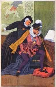 Catherine de Medicis og hendes søn Charles IX af Louis Charles Bombled