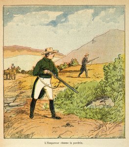Illustration af Bombled Louis (1862-1927) fra bogen "The Memorial of Saint Helene" af Grev Emmanuel de Las Cases (1766-1842): Napoleon på jagt med Las Cases i Ste Helene i august 1816, privat samling af Louis Charles Bombled