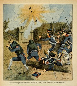 Illustration af Bombled Louis (1862-1927) fra bogen "The Memorial of Saint Helene" af Grev Emmanuel de Las Cases (1766-1842): Siege of a City, Private Collection af Louis Charles Bombled