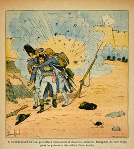 Illustration af Bombled Louis (1862-1927) fra bogen "The Memorial of Saint Helene" af Grev Emmanuel de Las Cases (1766-1842): Ved belejringen af Saint Jean d