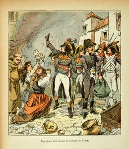 Illustration af Bombled Louis (1862-1927) fra bogen "The Memorial of St. Helene" af Grev Emmanuel de Las Cases (1766-1842): Bonaparte ophører med plyndringen af Rom, Privatsamling af Louis Charles Bombled