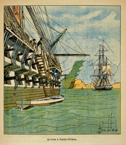 Illustration af den bombede Louis (1862-1927) fra bogen "The Memorial of Saint Helene" af grev Emmanuel de Las Cases (1766-1842): Napoleons ankomst til Sainte Helene den 15. oktober af Louis Charles Bombled