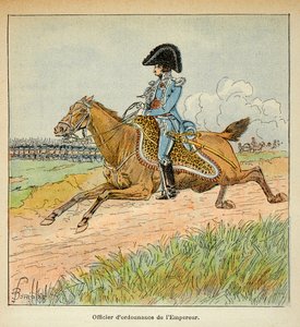 Illustration af den bombede Louis (1862-1927) fra bogen "The Memorial of Saint Helene" af grev Emmanuel de Las Cases (1766-1842): Portræt af en almindelig officer af kejser Napoleon, privat samling af Louis Charles Bombled